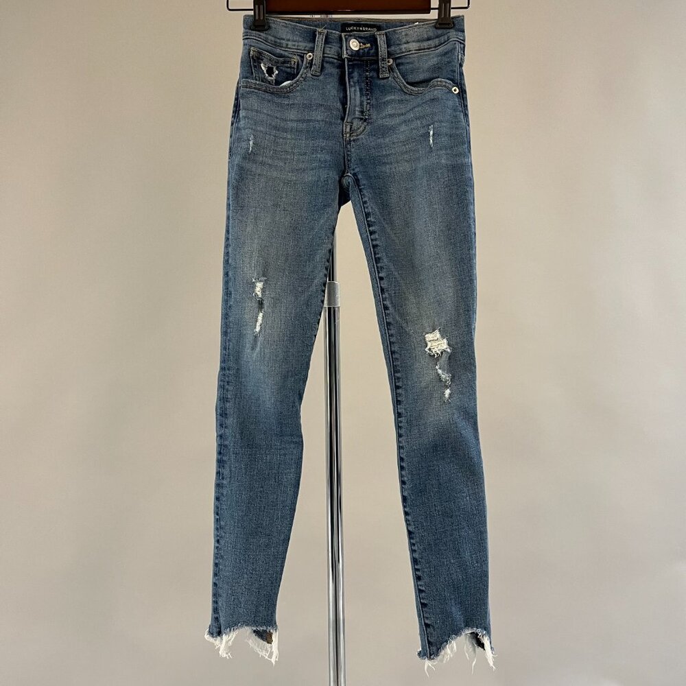 Lucky Brand Women's Ripped Mid Rise Skinny Jeans Size 25